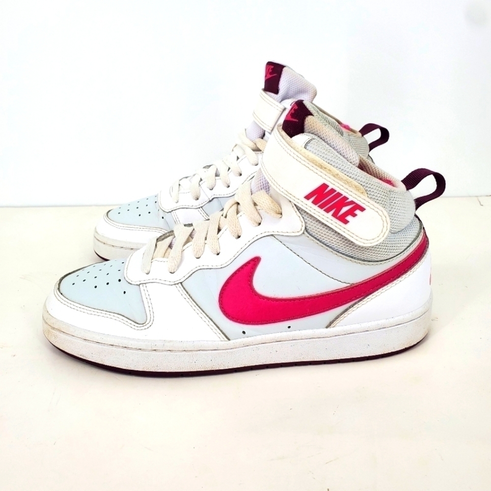 Nike 7Y 8.5 Women Shoes Court Borough Mid White Pink Kids Sneakers CD7782-006